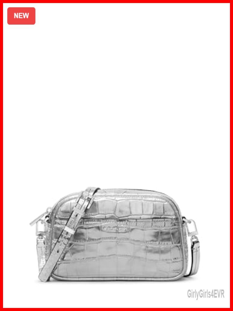 Metallic Crocodile-Embossed Leather Camera Crossbody Bag Jet Set
